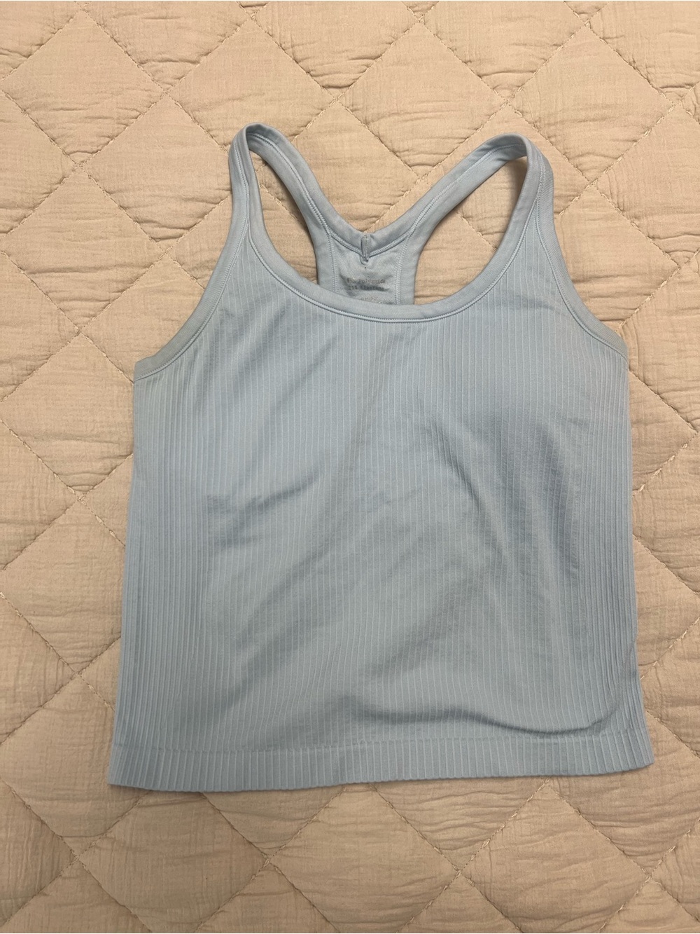 Sky Blue Ribbed Racerback Tank